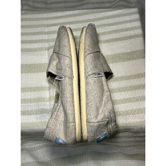 Toms 6 wool FLANNEL slip on gray flats faux FUR classic Alpargatas shoes - Picture 10 of 12